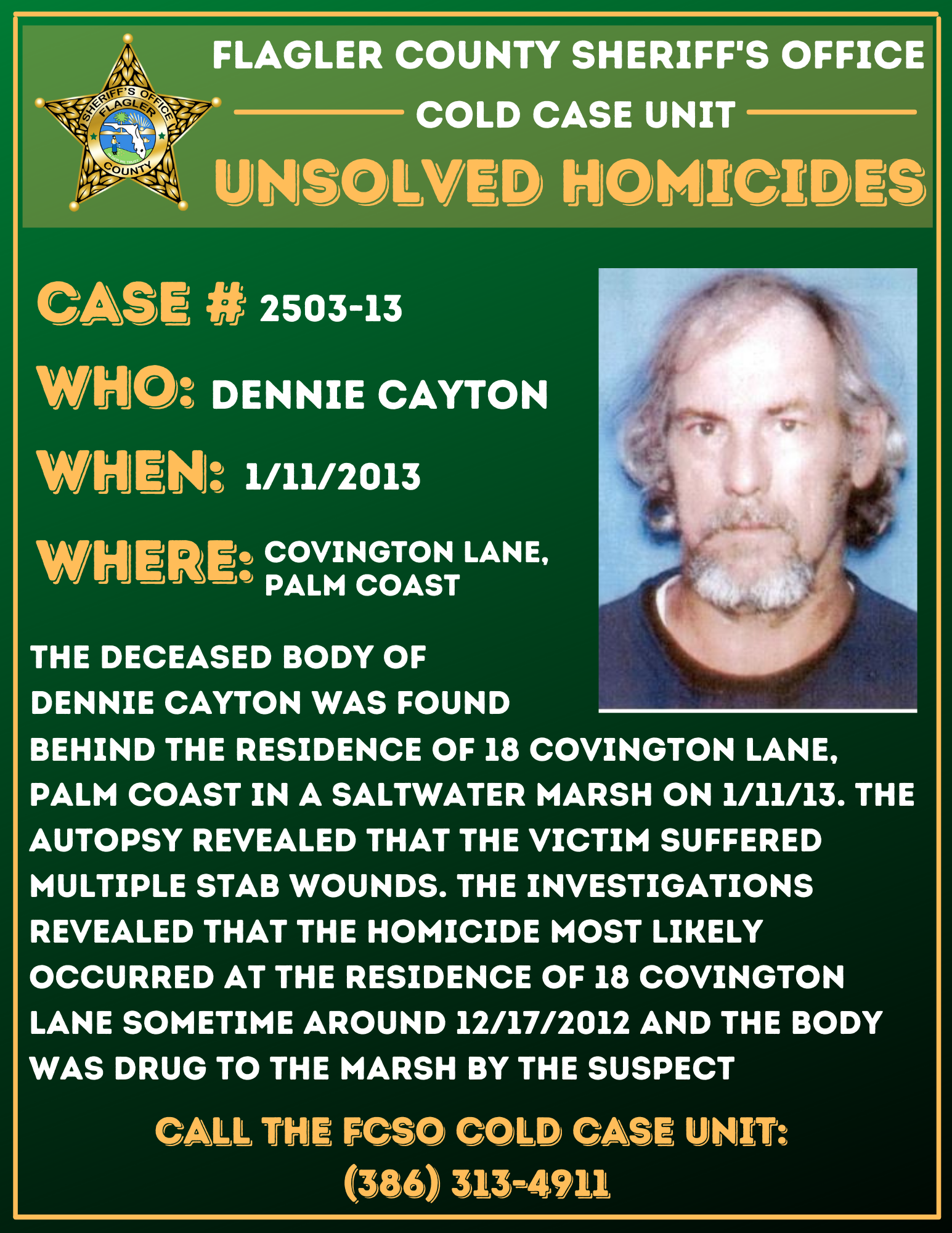 Cold Case 2503-13 dENNIE cAYTON