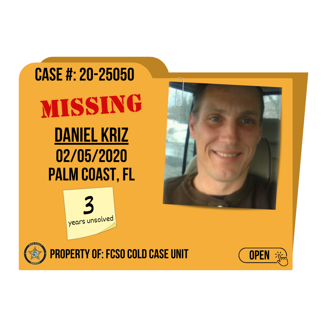 Case #: 20-25050. Missing, Daniel Kriz. 02/05/2020 from Palm Coast, Florida. Click to open.