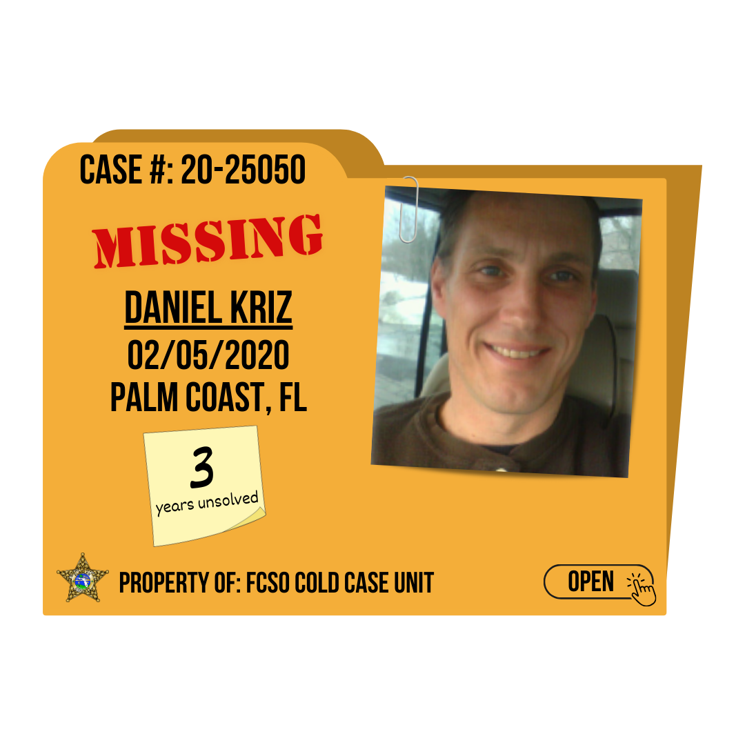 Case #: 20-25050. Missing, Daniel Kriz. 02/05/2020 from Palm Coast, Florida. Click to open.