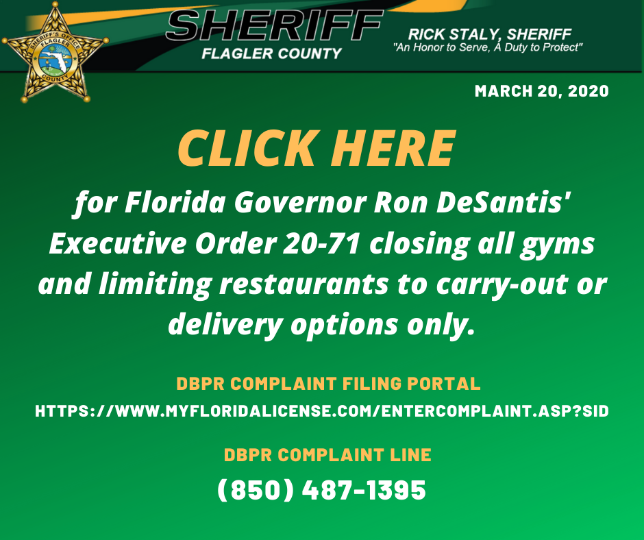 Executive Order - Restaurants and Gyms