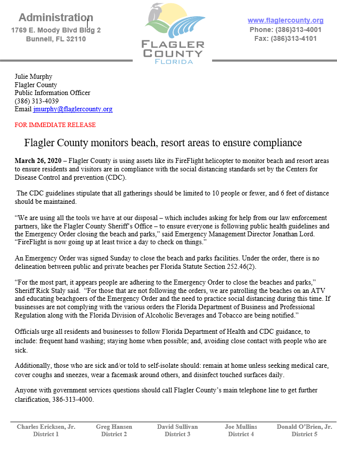 Flagler County monitors beach, resort areas