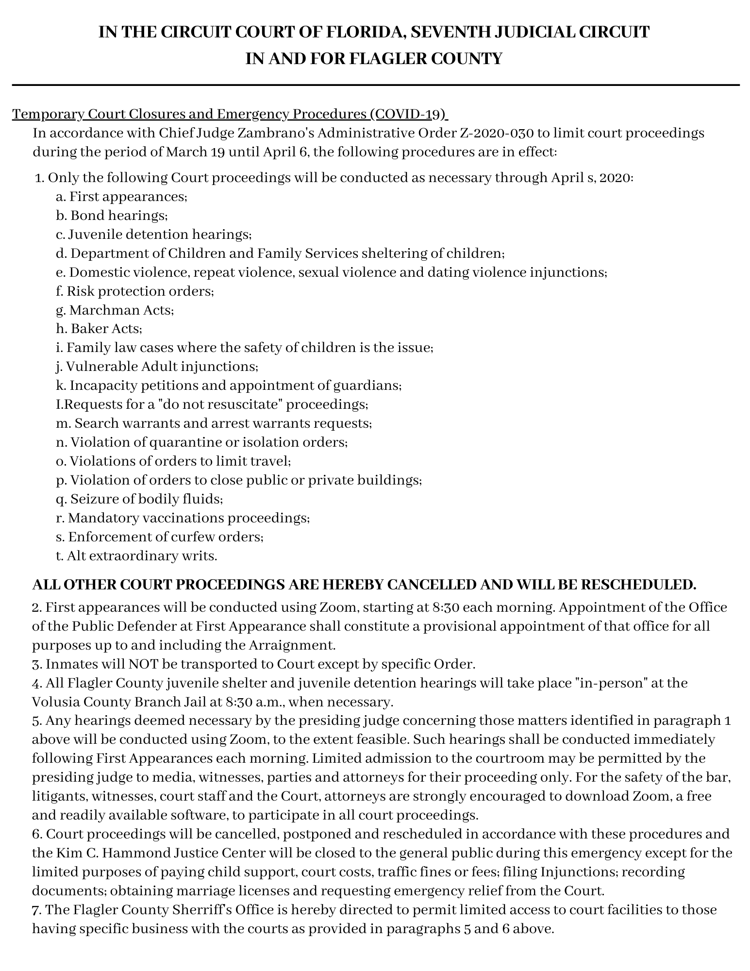 Temporary Court Closures and Emergency Procedures (COVID-19)