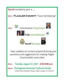 PUBLIC NOTICE - Flagler County Town Hall Meeting - August 22